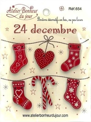 フランス製 木製ボタンセット【クリスマスイヴ】|Heart Art Collection