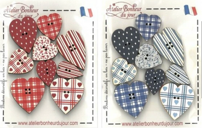 フランス製 木製ボタンセット ハート【POCHETTE】|Heart Art Collection