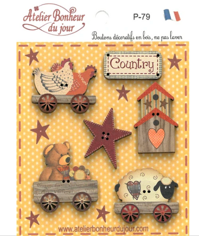 フランス製 木製ボタンセット【COUNTRY】|Heart Art Collection