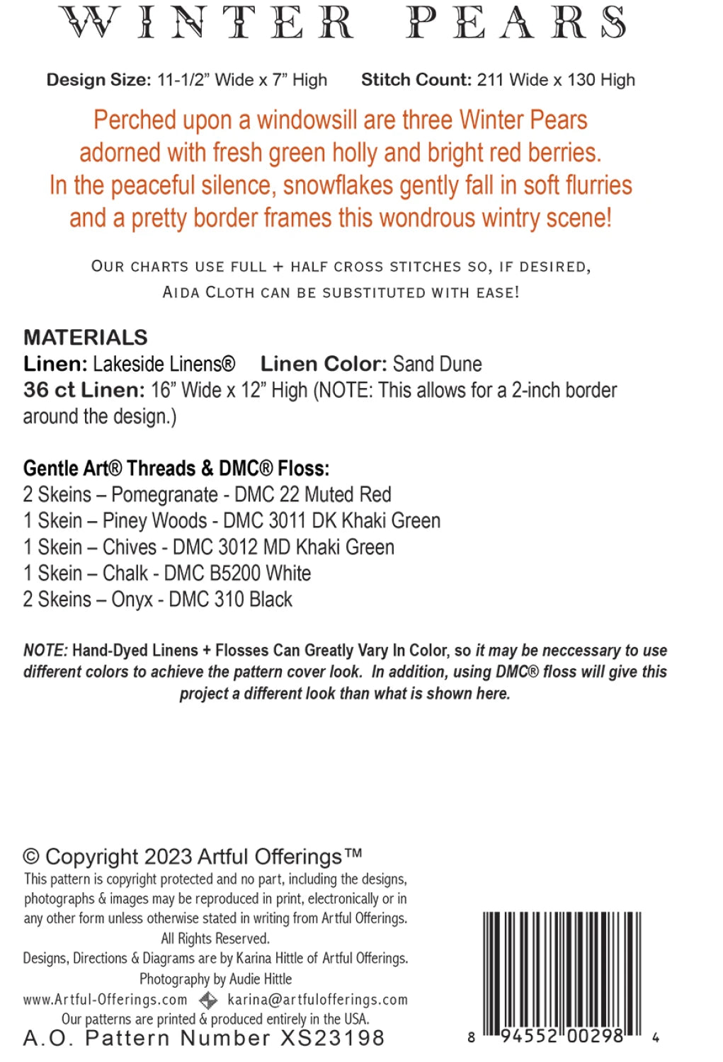 図案 ARTFUL OFFERINGS / Winter Pears