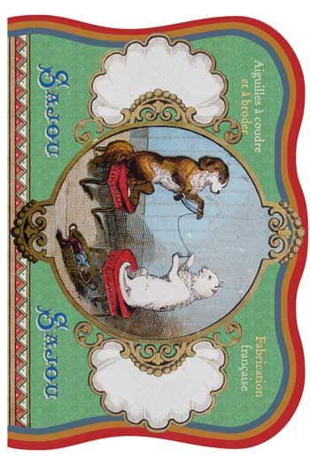 【Sajou】ニードルブック 針40本入り 毛糸を紡ぐ猫と犬|フランス製 刺繍針・縫い針セット