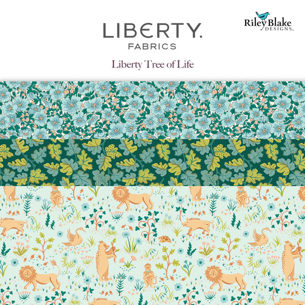 パッチワーク生地セット｜LIBERTY 5インチスクエア（約12.7cm角）42枚  TREE OF LIFE/GREEN