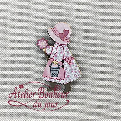 フランス製 木製ボタン【サンボンネット・フラワー】｜Heart Art Collection