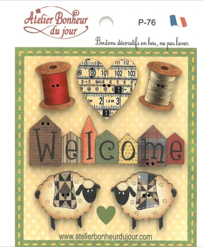 フランス製 木製ボタンセット【WELCOME】｜Heart Art Collection