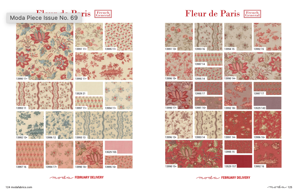 パッチワーク生地セット | Fleur de Paris 5インチプリカット｜French General / Moda