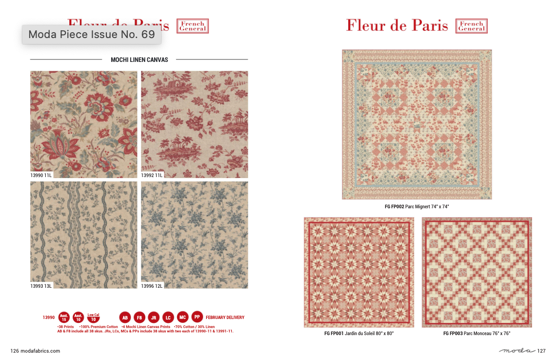 パッチワーク生地セット | Fleur de Paris 5インチプリカット｜French General / Moda