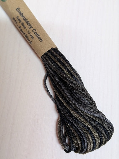 Valdani 段染め6本撚りコットン刺しゅう糸 10yd｜P11 Aged Black | ブラック