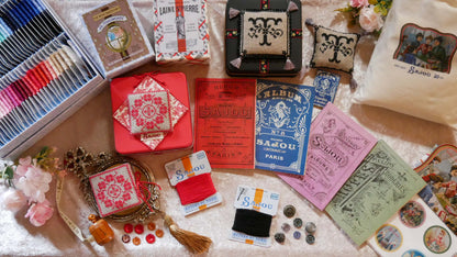 4月の手芸教室ご予約【 Stitch Along with Sajou!】黒のイニシャル・ピンクッション