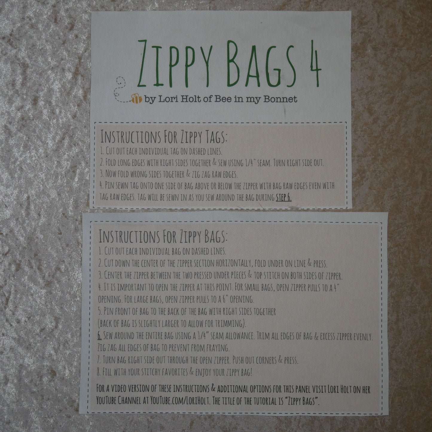 4月【SLOW STITCH  SET】Lori Holt / Zippy Bags 4 プロジェクト・バッグセットD