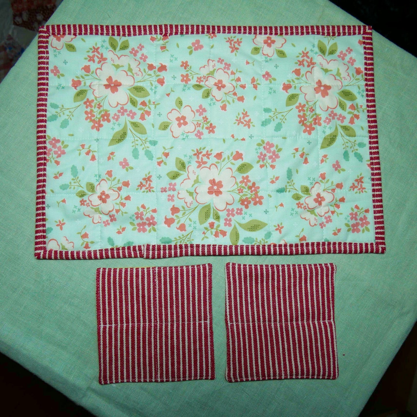 【SLOW STITCH  SET】春・パッチワークのティーマットとコースター生地セット