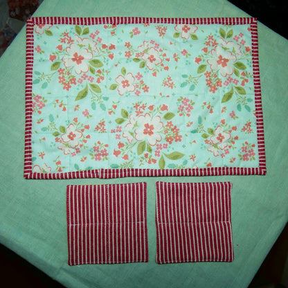 【SLOW STITCH  SET】春・パッチワークのティーマットとコースター生地セット