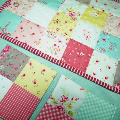 【SLOW STITCH  SET】春・パッチワークのティーマットとコースター生地セット