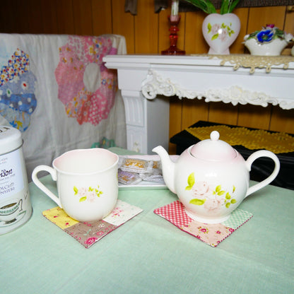 【SLOW STITCH  SET】春・パッチワークのティーマットとコースター生地セット