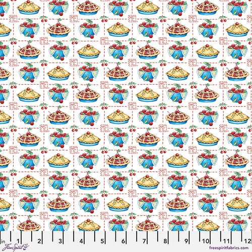 ハンドメイド用生地 | American as Cherry Pie - White｜Happy Birthday, America by Mary Engelbreit