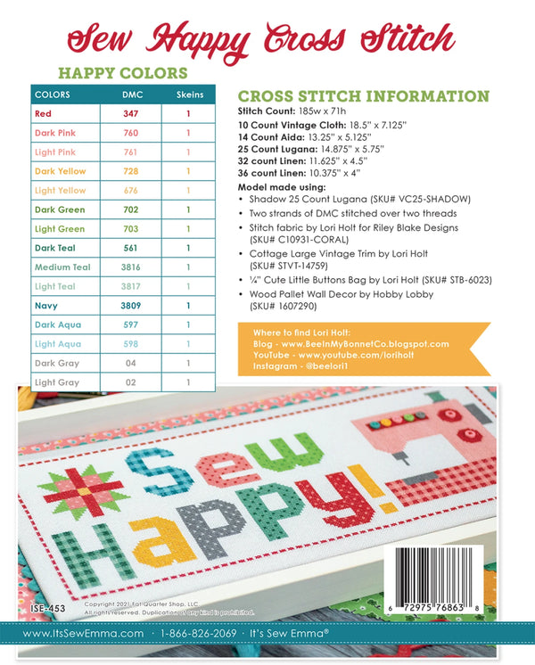 クロス・ステッチ図案 Sew Happy!｜Lori Holt