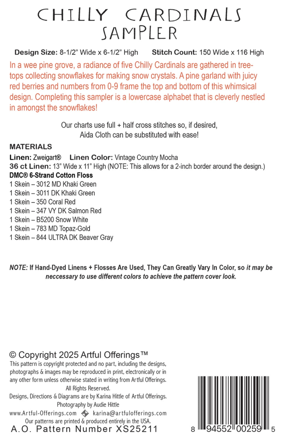 図案 ARTFUL OFFERINGS / Chilly Cardinals