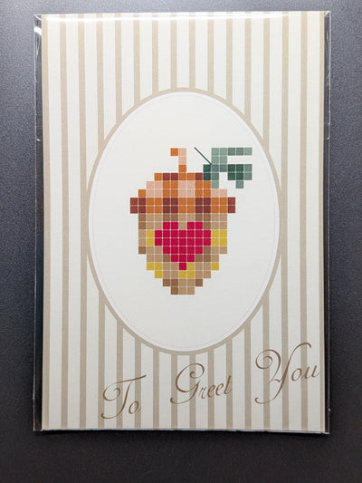 どんぐりデザイン オリジナルクロスステッチ刺繍柄ポストカード
