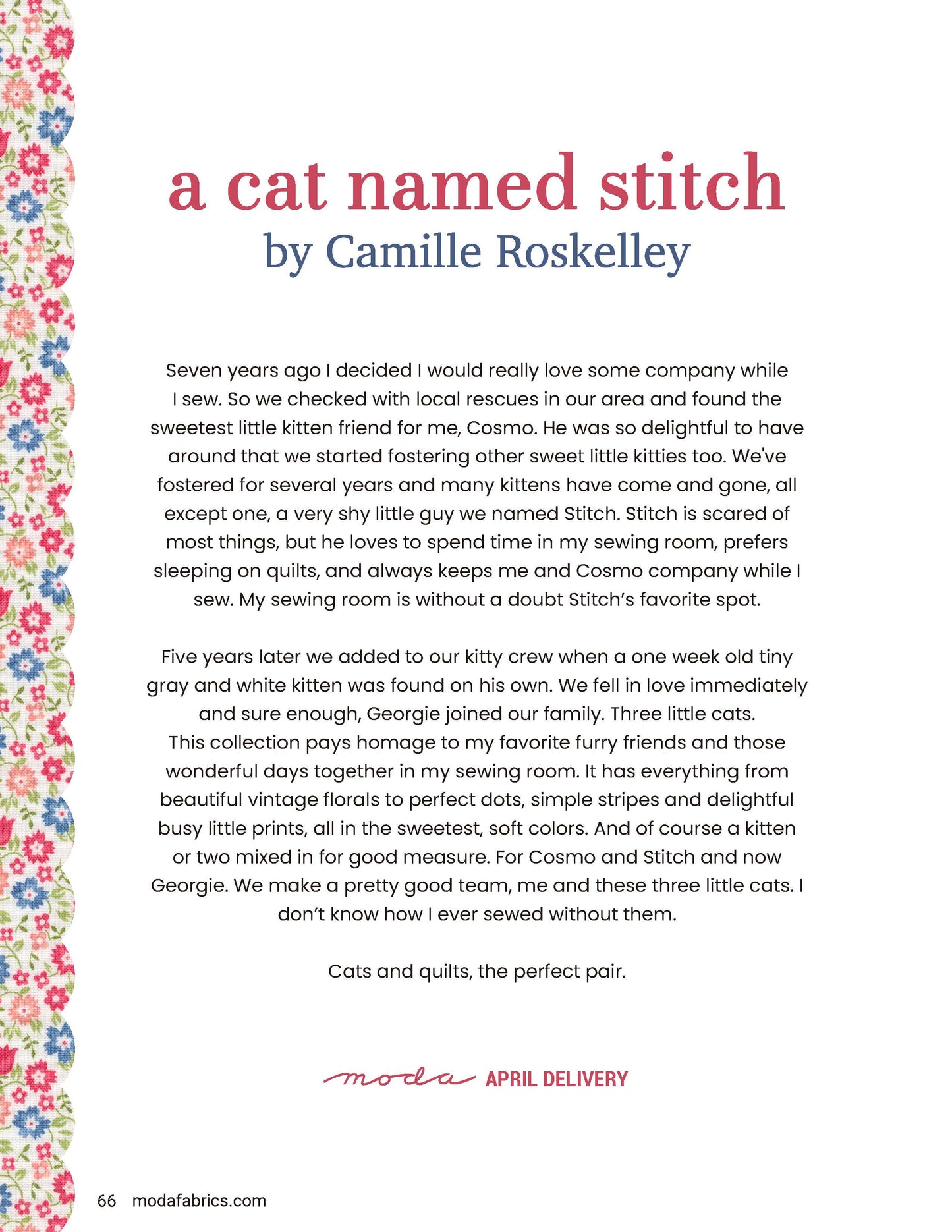 パッチワーク生地セット｜Camille Roskelley 10インチスクエア（約25.4cm角）42枚 A cat named Stitch