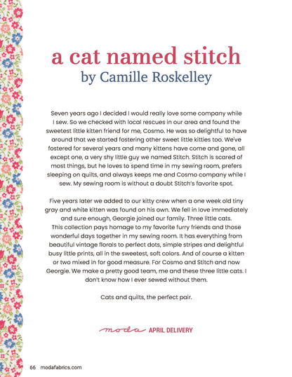 パッチワーク生地セット｜Camille Roskelley 10インチスクエア（約25.4cm角）42枚 A cat named Stitch