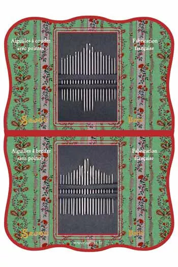 Sajou-needlebook-40-needles-a-cat and-a-dog- winding-wool ニードルブック針40本入りアソート　毛糸を紡ぐ猫と犬