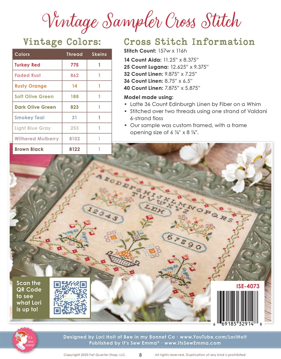 図案 LORI HOLT / Vintage Sampler – アムノス手芸 - atelier SHEEP