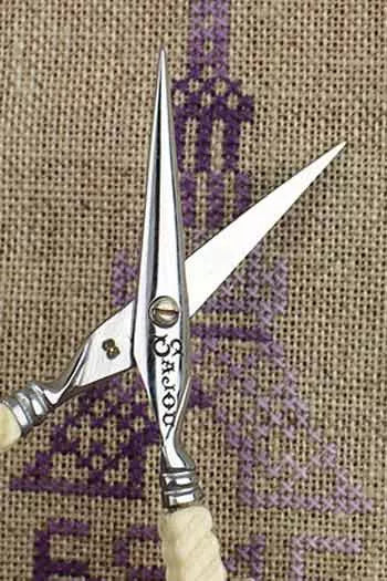 Sajou 刺繍ハサミ 象牙調 Sモデル｜フランス製 アンティーク復刻版