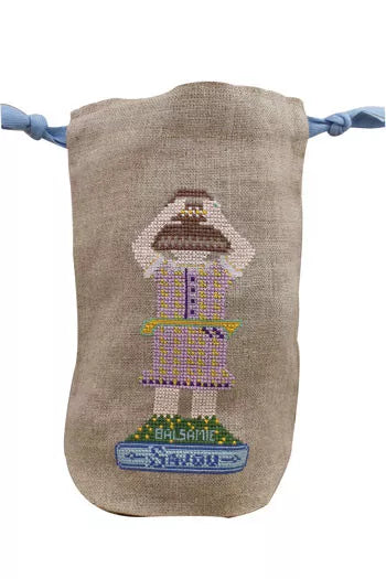 Cross stitch kit - Balsamie linen pouchクロス・ステッチ・キット　巾着袋 バルサミーちゃん