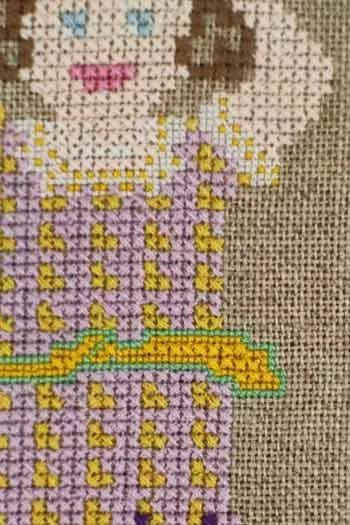 Cross stitch kit - Balsamie linen pouchクロス・ステッチ・キット　巾着袋 バルサミーちゃん