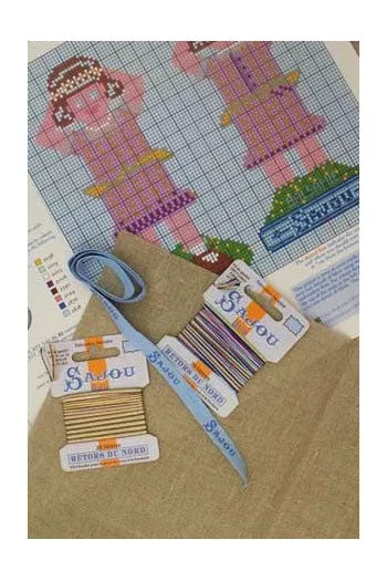 Cross stitch kit - Balsamie linen pouchクロス・ステッチ・キット　巾着袋 バルサミーちゃん