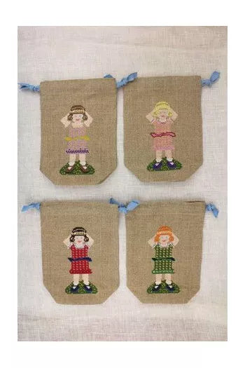 Cross stitch kit - Balsamie linen pouchクロス・ステッチ・キット　巾着袋 バルサミーちゃん