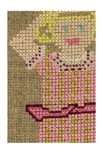 Cross stitch kit - Flavie linen pouchクロス・ステッチ・キット　巾着袋 フラヴィーちゃん