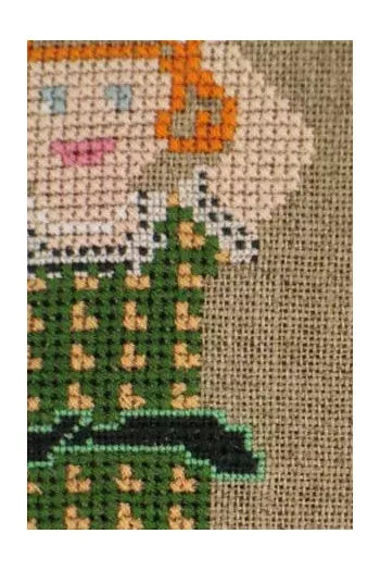 Cross stitch kit - Marie linen pouchクロス・ステッチ・キット　巾着袋マリーちゃん