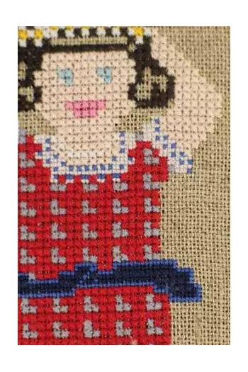 Cross stitch kit - Rosalie linen pouchクロス・ステッチ・キット　巾着袋 ロザリーちゃん
