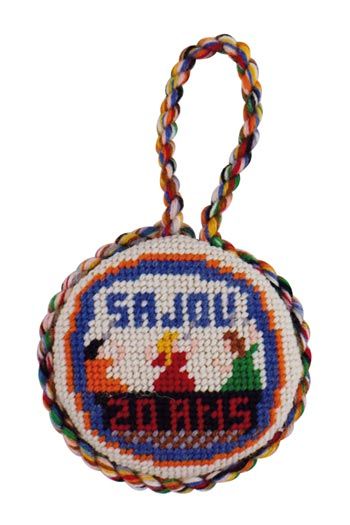 Sajou Puffies Needlepoint Kit - Little Girls Embroidering