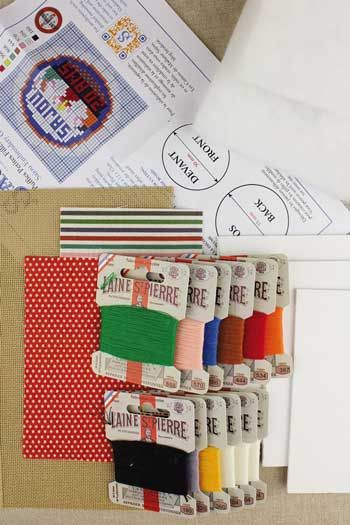 Sajou Puffies Needlepoint Kit - Little Girls Embroidering