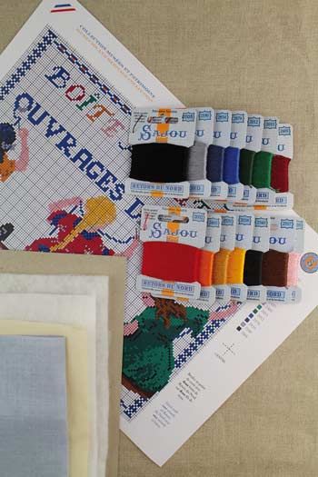 Maison SAJOU Sewing box kit - Embroidery Girls サジューのクロス